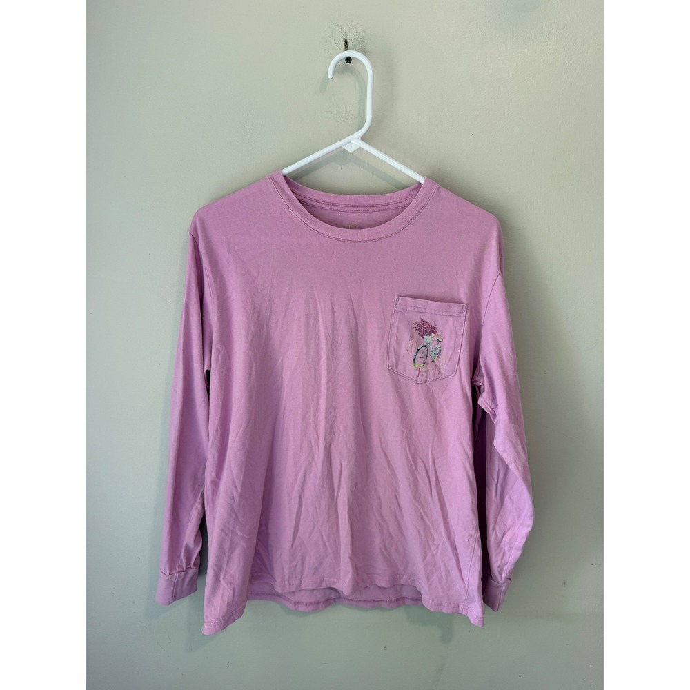 Lauren James Womens Pink Out For A Stroll Bicycle Graphic Long Sleeve Tee M